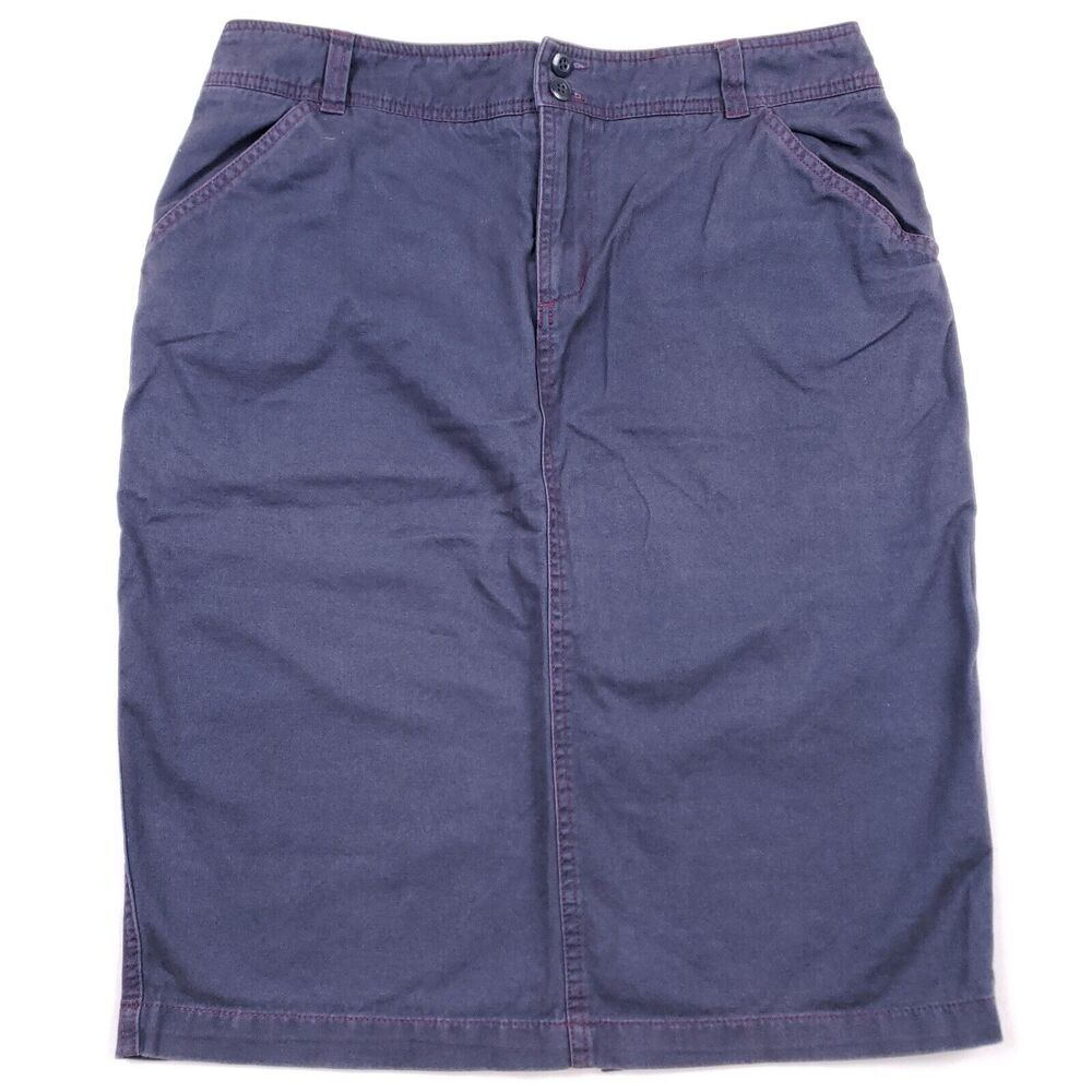 Maeve Straight Skirt Womens Size 10 Blue Slash Pockets Front Zip & Button